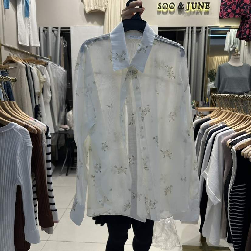 SOO JUNE東大門㊣直郵女士新品時尚熱賣襯衫蕾絲衫天絲透視SOO JUNE襯衫/蕾絲衫