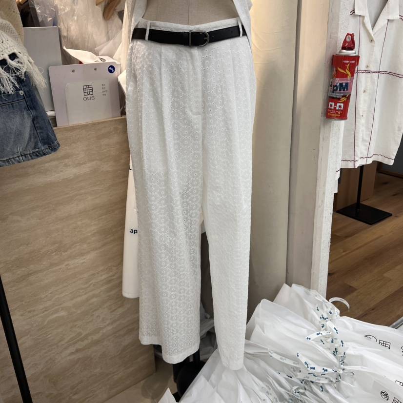 OUS/INCH-L東大門㊣直郵女士新款休閑休閑褲不含腰帶棉質蕾絲OUS/INCH休閑褲