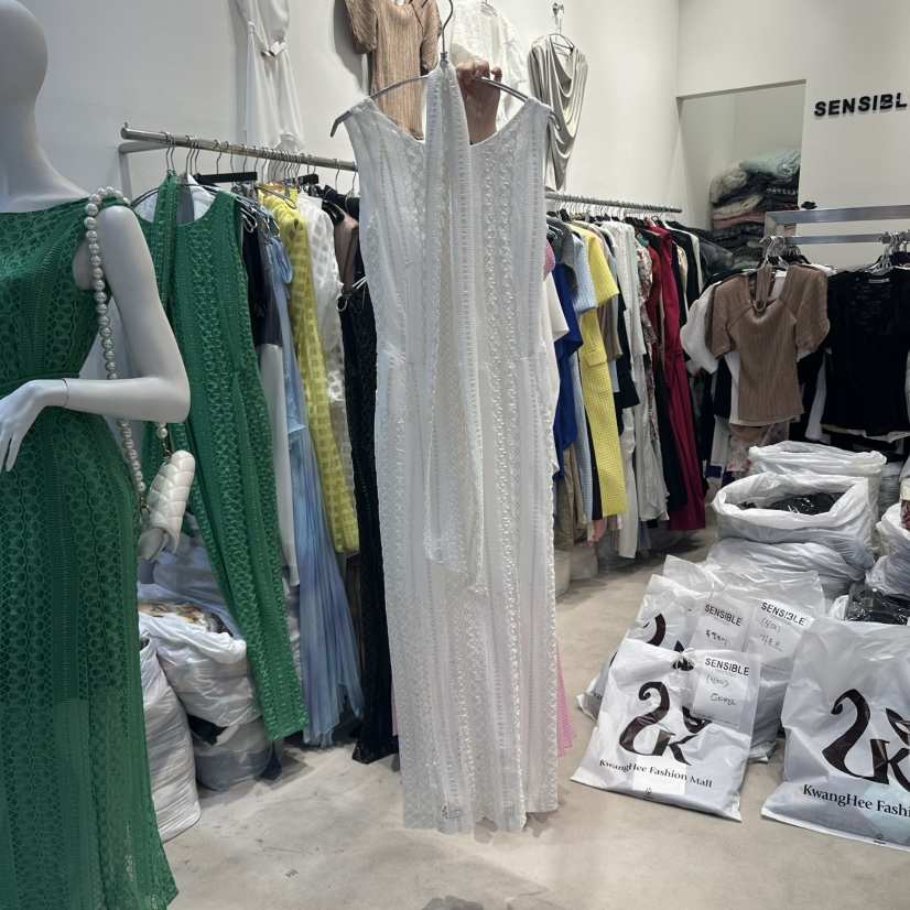 SENSIBLE-S東大門㊣實拍女裝新品推薦連衣裙含腰帶蕾絲長款SENSIBLE連衣裙