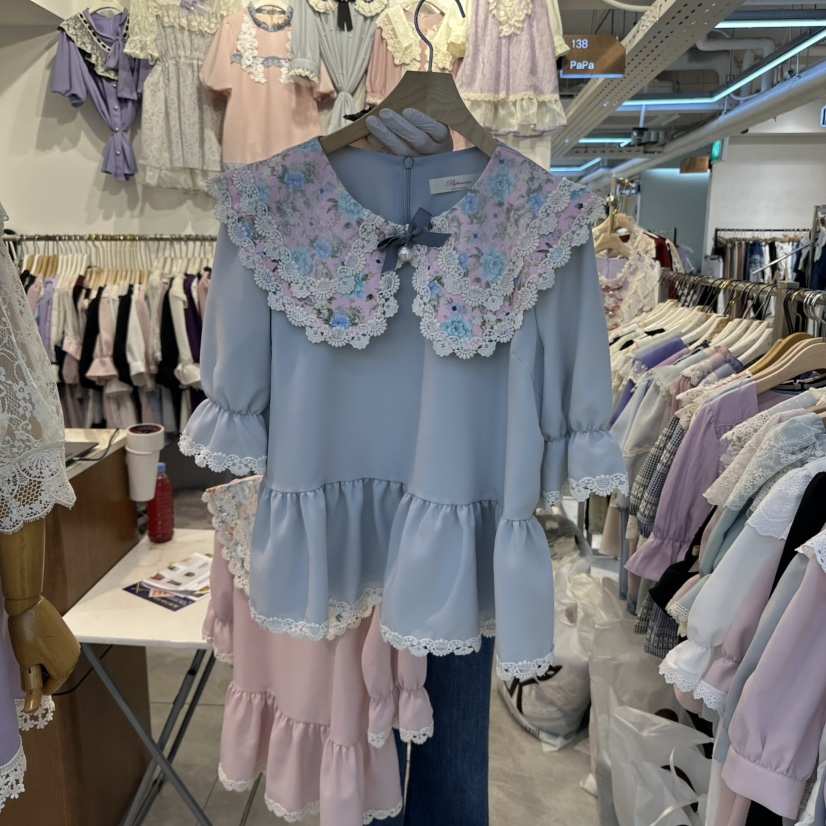 PAPA韓國直郵㊣女裝新品職業25春夏休閑推薦時尚襯衫蕾絲衫PAPA襯衫/蕾絲衫