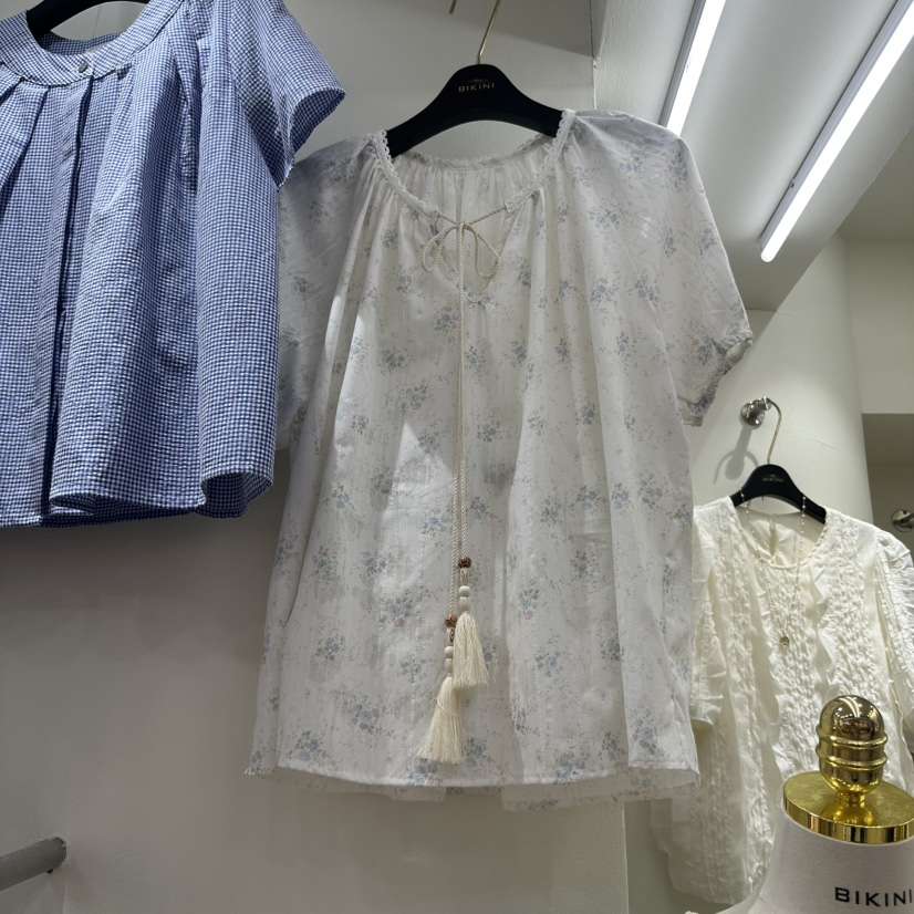 BIKINI東大門㊣代購女士新款25春夏休閑時尚真品襯衫蕾絲衫BIKINI襯衫/蕾絲衫
