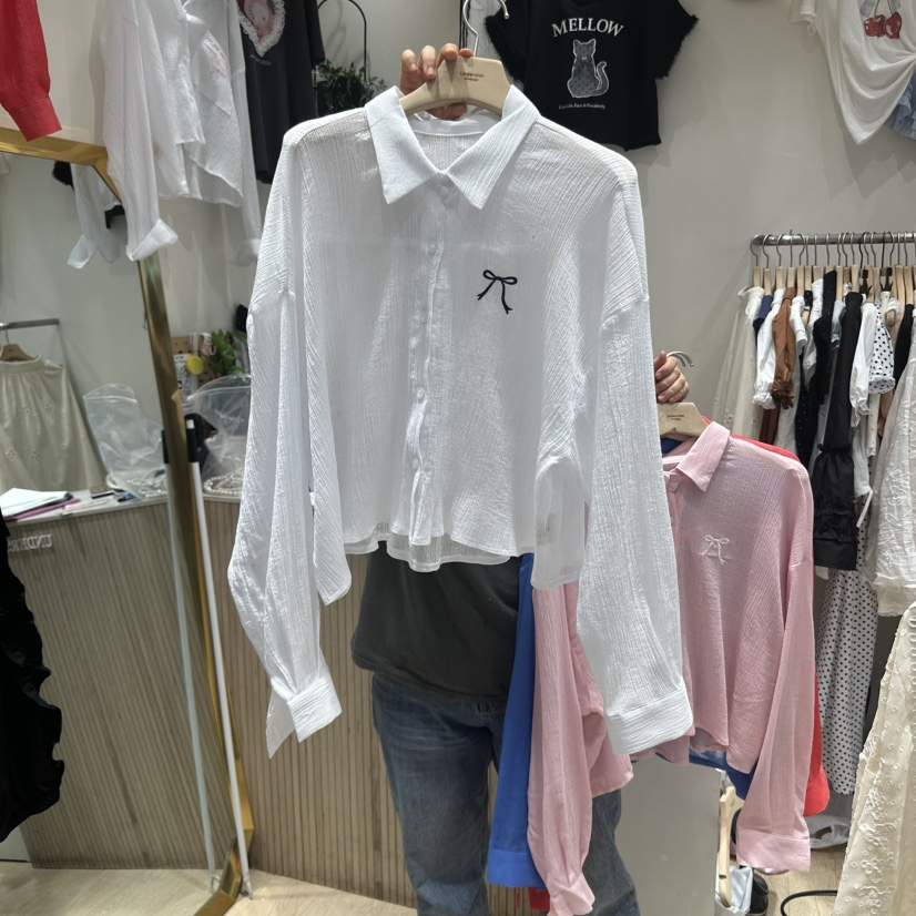UNDERSTAR_VINTAGE韓國直郵㊣女裝新品職業襯衫蕾絲衫刺繡透明UNDERSTAR_VINTAGE襯衫/蕾絲衫