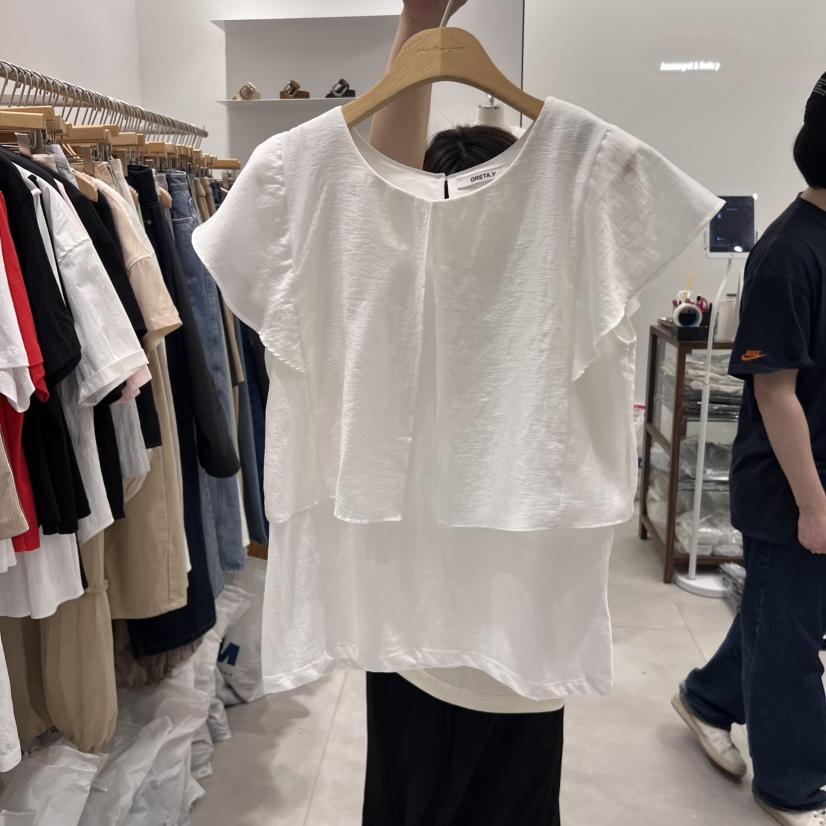 ANN MARGRET東大門㊣實拍女士新款時尚襯衫蕾絲衫披肩絲綢GRETA.Y襯衫/蕾絲衫