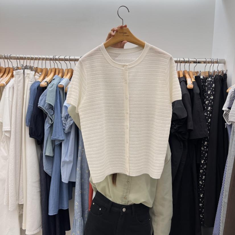DRESS ROOM東大門㊣代購女裝新品熱賣25春夏推薦T恤開衫羅紋DRESS ROOMT恤