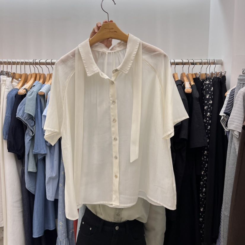 DRESS ROOM韓國直郵㊣女裝新款真品人氣推薦襯衫蕾絲衫透明DRESS ROOM襯衫/蕾絲衫