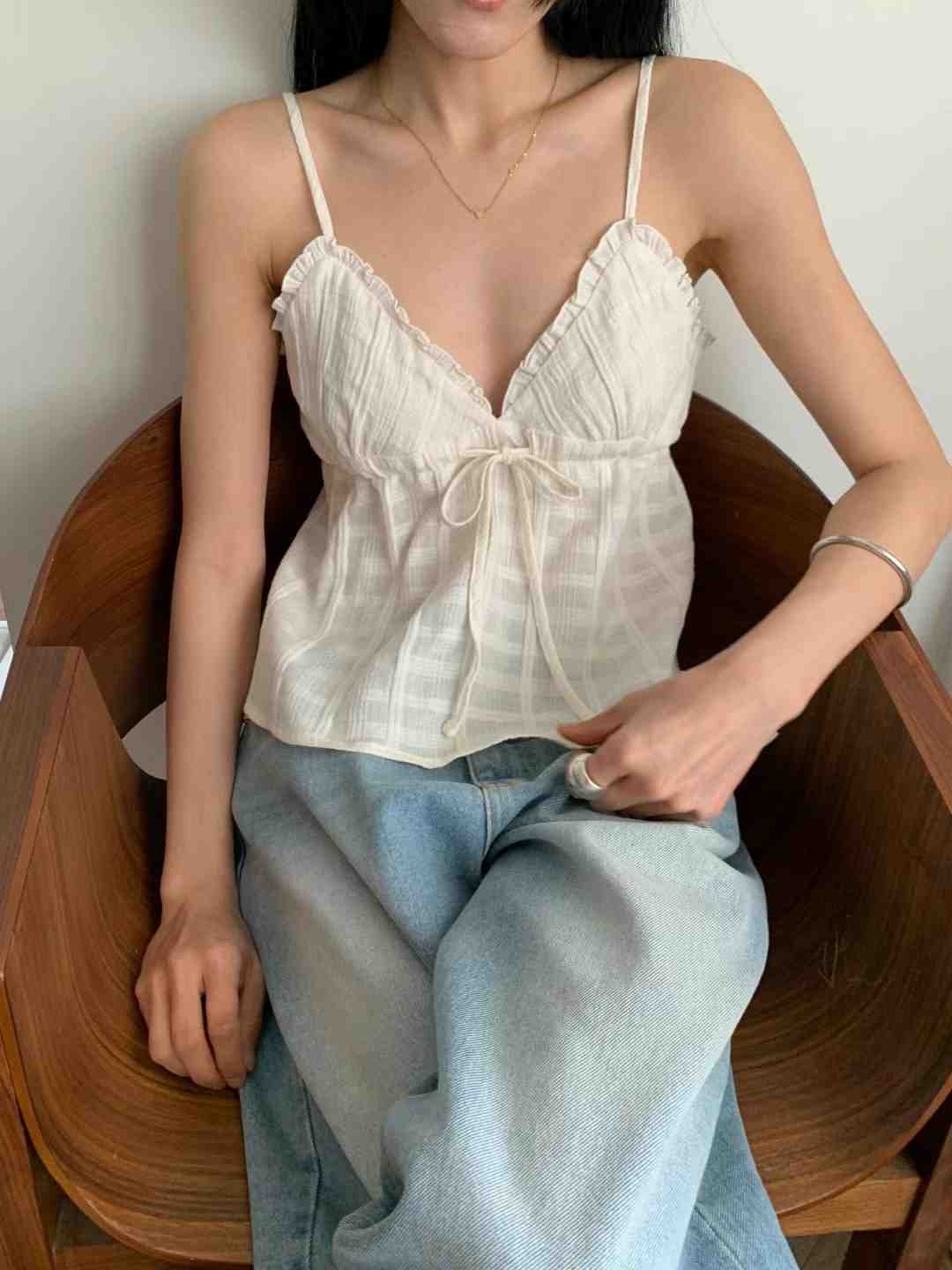 US東大門㊣代購女士新款熱賣真品25春夏職業人氣時尚吊帶背心JANEMORIS吊帶/背心
