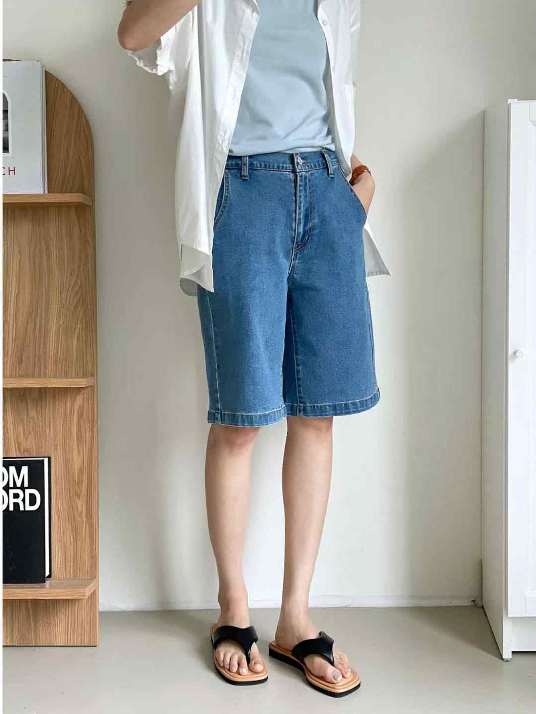 FLY DENIM韓國代購㊣女裝新品時尚熱賣真品休閑短褲口袋連帽FLY DENIM短褲