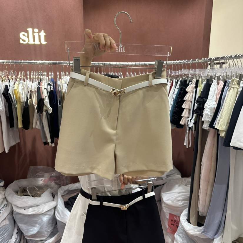 SLIT韓國代購㊣女裝新品時尚熱賣職業25春夏短褲含腰帶緊身褲SLIT短褲