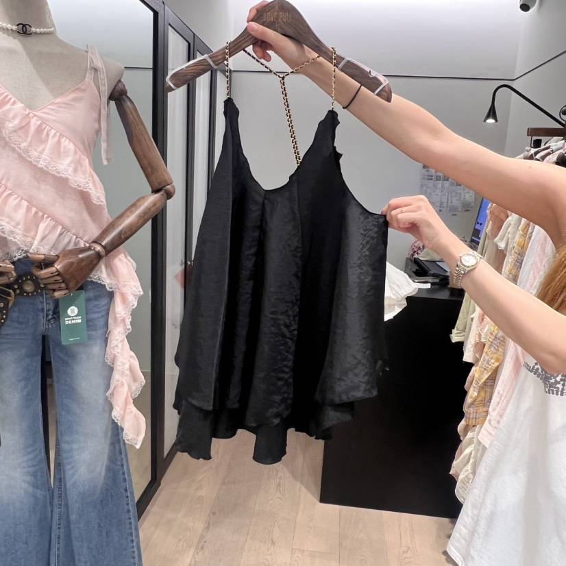 LOVE PULL韓國代購㊣女士新品25春夏時尚推薦休閑吊帶背心LOVE PULL吊帶/背心