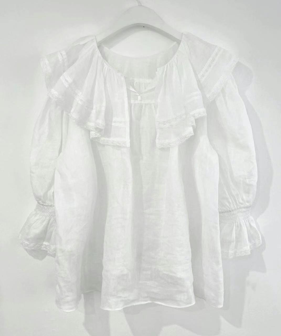 WHITE東大門㊣實拍女裝新品真品25春夏熱賣時尚職業襯衫蕾絲衫WHITE襯衫/蕾絲衫