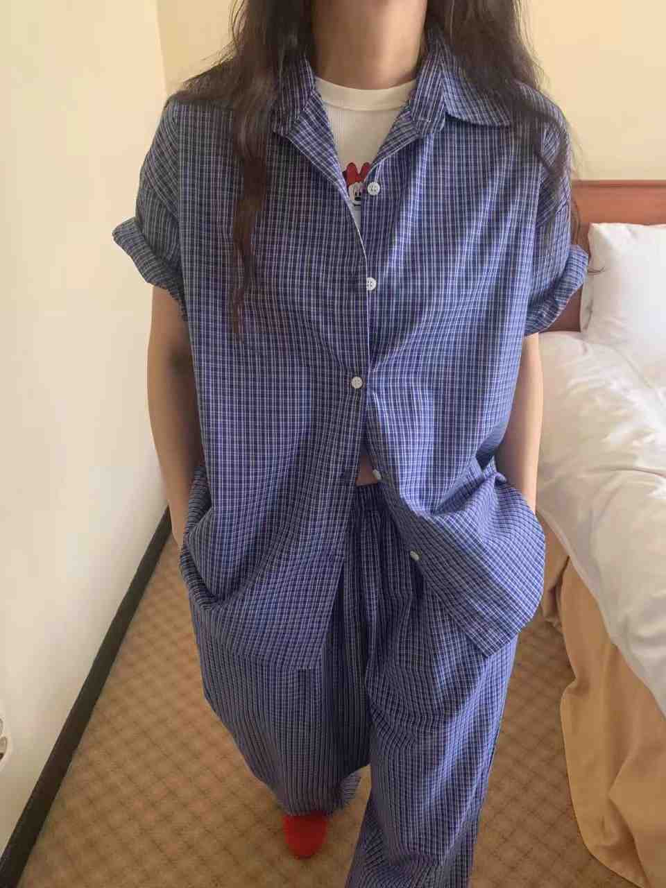 RAMIJ-라미제이-T東大門㊣直郵女裝新品時尚襯衫蕾絲衫格紋RAMIJ-라미제이-T襯衫/蕾絲衫