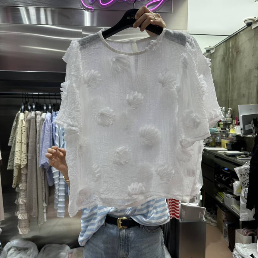 RUNWAY-런웨이東大門㊣實拍女士新款25春夏休閑襯衫蕾絲衫RUNWAY襯衫/蕾絲衫