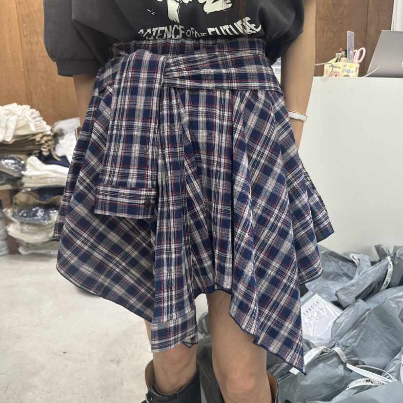 AFTERNOON-P東大門㊣直郵女裝新品時尚半身裙中短裙格紋半身裙AFTERNOON半身裙/中短裙