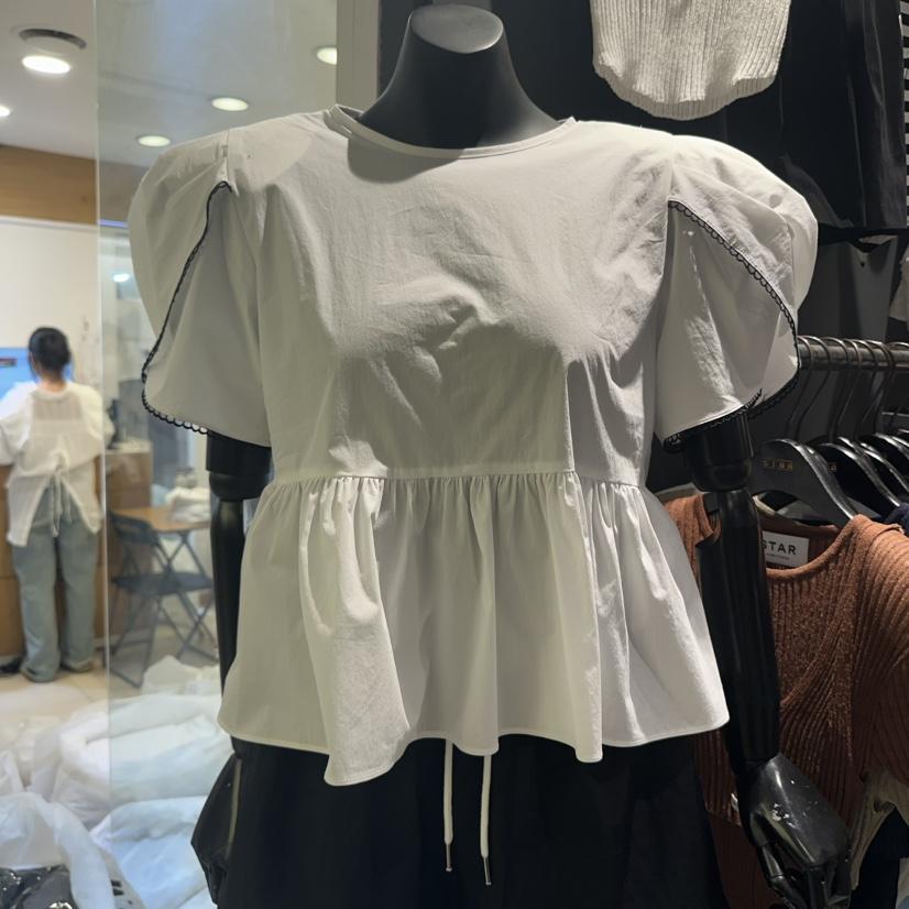 STAR-L韓國代購㊣女裝新款人氣休閑25春夏職業真品襯衫蕾絲衫STAR-L襯衫/蕾絲衫