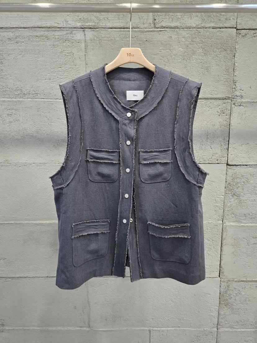 10CC韓國代購㊣女士新品25春夏推薦時尚休閑職業馬甲流蘇亞麻10CC馬甲