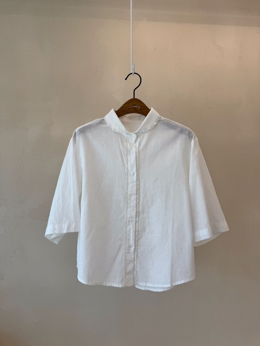 LAUNDRY韓國代購㊣女士新款25春夏真品熱賣職業休閑襯衫蕾絲衫LAUNDRY襯衫/蕾絲衫