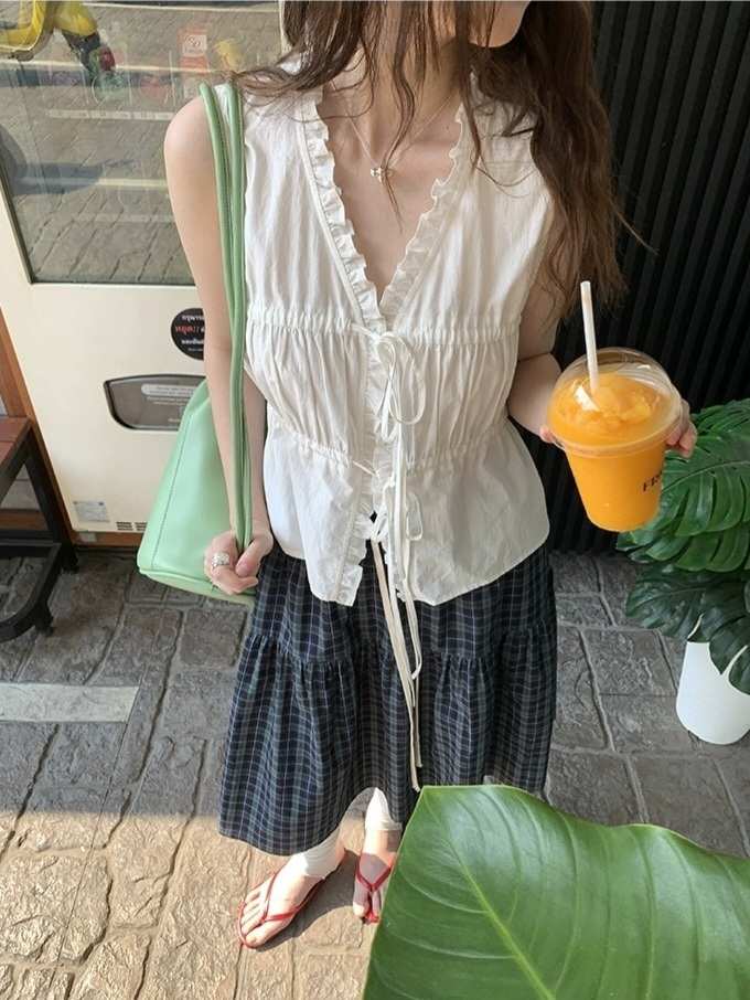 STRAWBERRY韓國代購㊣女裝新款25春夏職業時尚真品吊帶背心STRAWBERRY吊帶/背心
