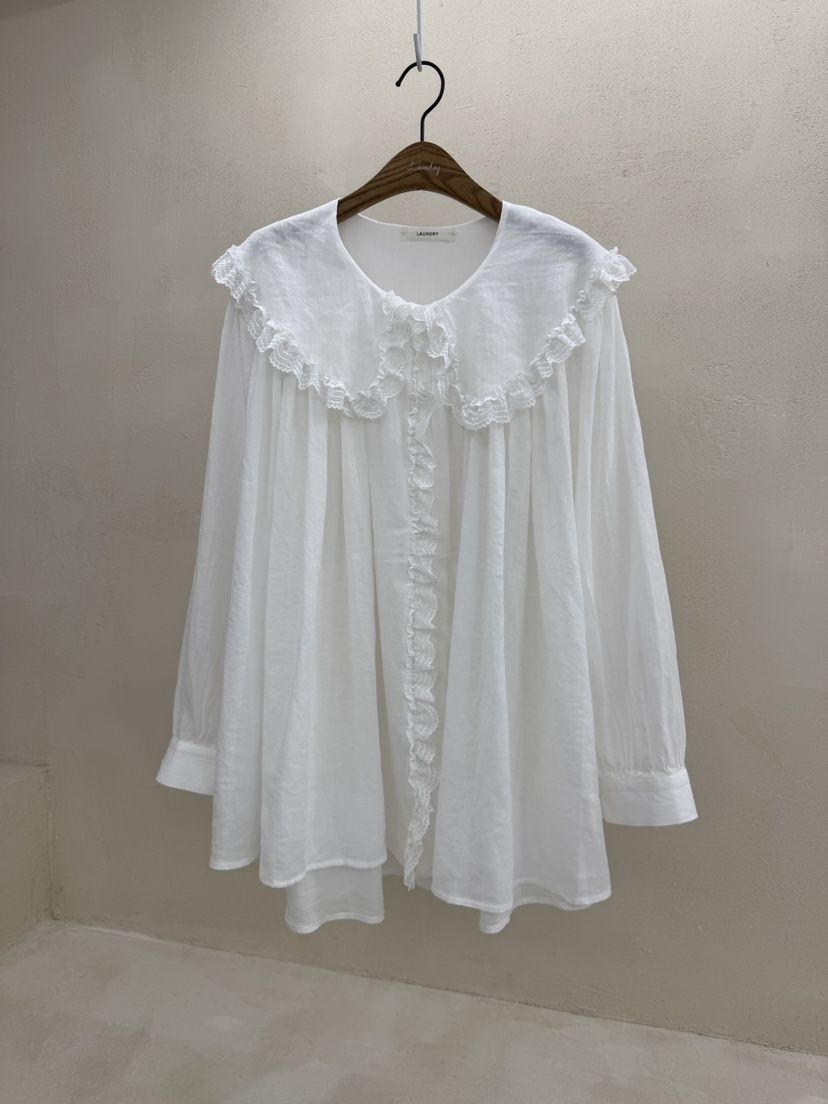 LAUNDRY韓國代購㊣女裝新品25春夏推薦休閑人氣襯衫蕾絲衫蕾絲LAUNDRY襯衫/蕾絲衫