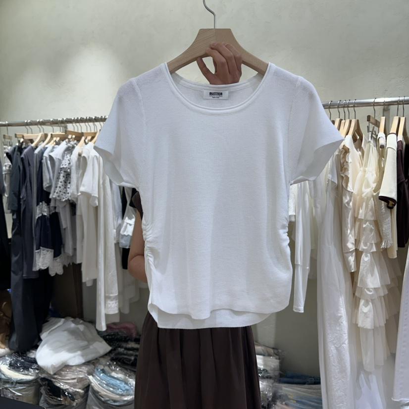 BUTTER-P東大門㊣代購女裝新品人氣真品休閑25春夏T恤褶皺BUTTER-PT恤