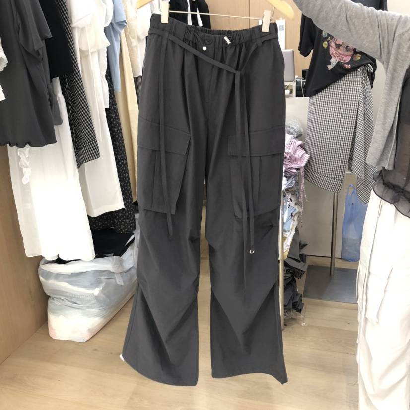 VILLABUTTON韓國直郵㊣女裝新品職業25春夏休閑褲工裝褲含腰繩VILLABUTTON休閑褲