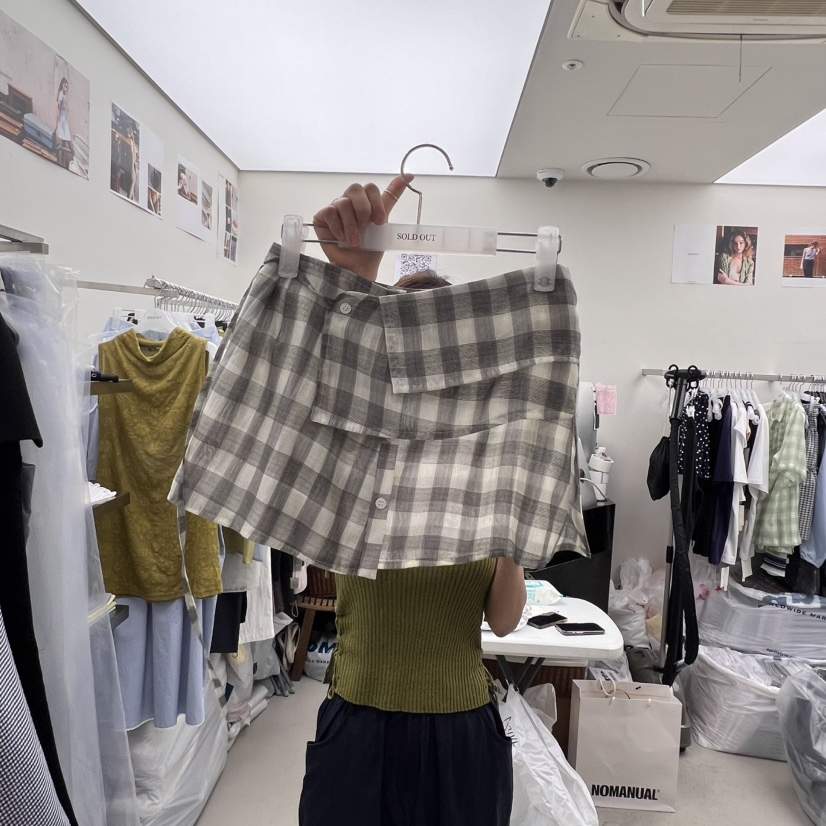 SOLD OUT韓國代購㊣女裝新品休閑25春夏推薦熱賣短裙含腰繩SOLD OUT短裙