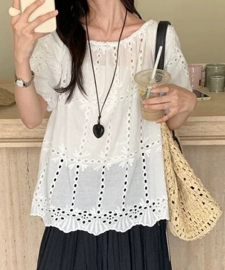 STRAWBERRY東大門㊣直郵女士新款時尚熱賣25春夏襯衫蕾絲衫STRAWBERRY襯衫/蕾絲衫