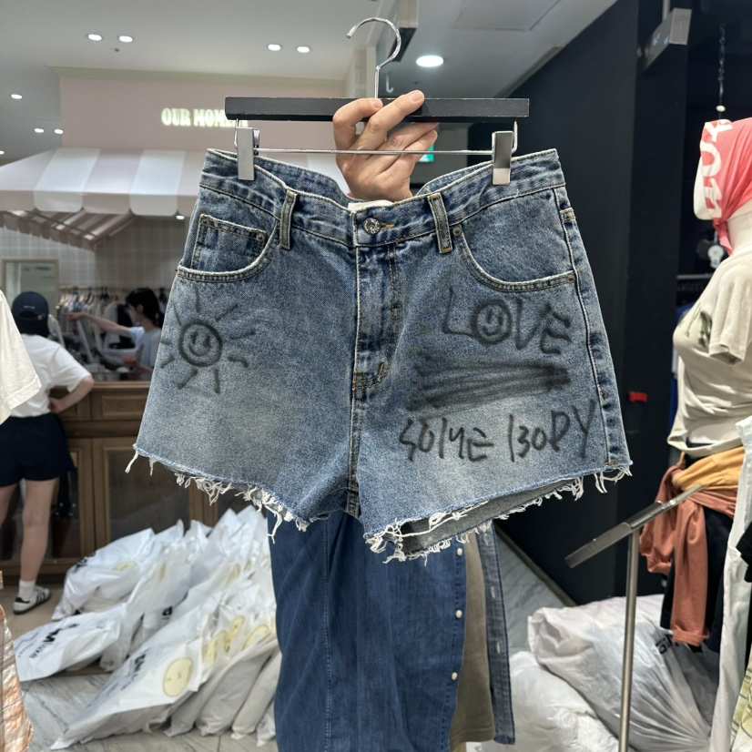 THE WEEKND韓國代購㊣女士新款25春夏時尚熱賣休閑真品短褲THE WEEKND短褲