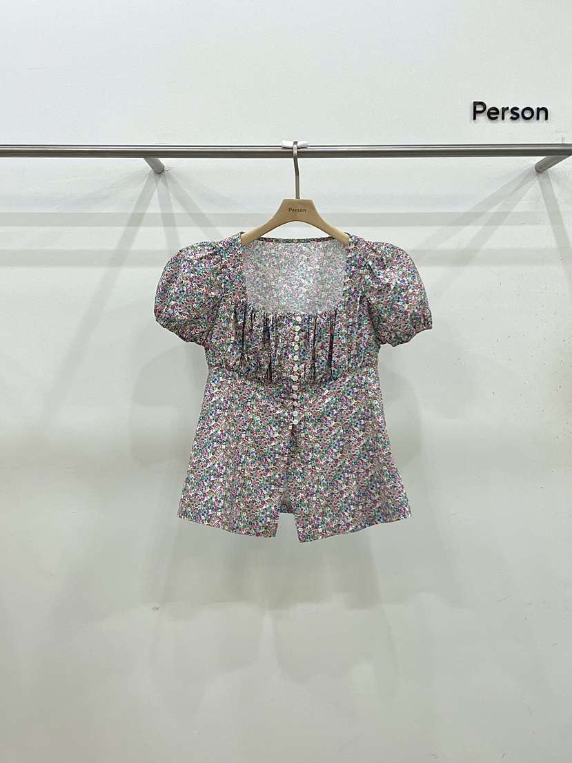 PERSON韓國直郵㊣女裝新款25春夏休閑真品時尚職業襯衫蕾絲衫PERSON襯衫/蕾絲衫