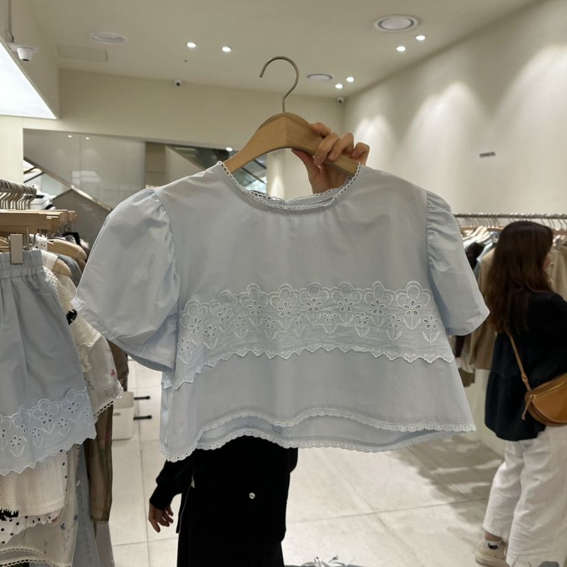 TOMGIRL韓國代購㊣女士新款熱賣25春夏真品休閑時尚襯衫蕾絲衫TOMGIRL襯衫/蕾絲衫