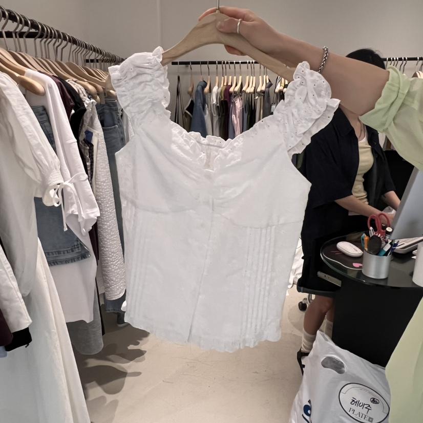 PLATE韓國代購㊣女裝新款時尚人氣真品職業休閑吊帶背心刺繡PLATE吊帶/背心