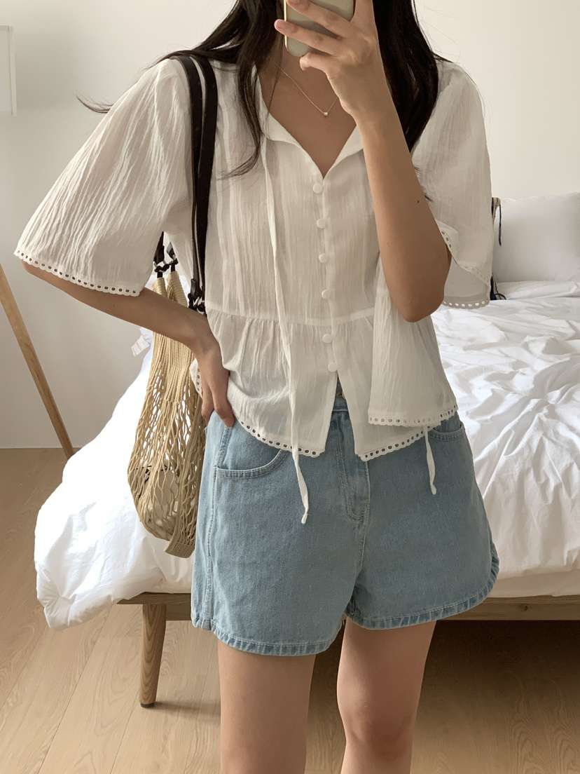 FRILL-T東大門㊣直郵女裝新品推薦熱賣職業休閑襯衫蕾絲衫FRILL-T襯衫/蕾絲衫