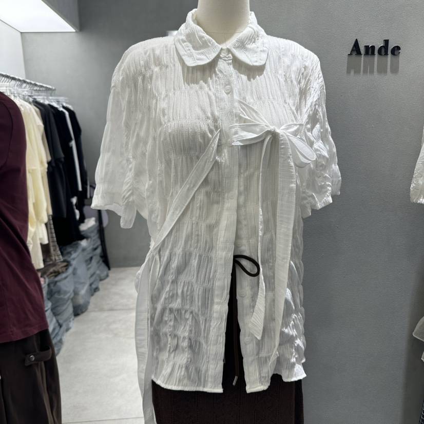 ANDE韓國直郵㊣女裝新品人氣推薦真品25春夏熱賣襯衫蕾絲衫ANDE襯衫/蕾絲衫