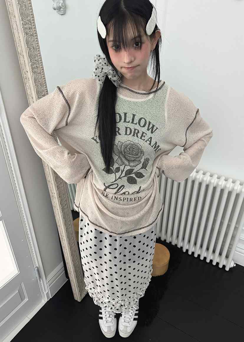 CLODE韓國代購㊣女士新品時尚休閑熱賣職業推薦長袖T恤花朵CLODE長袖T恤