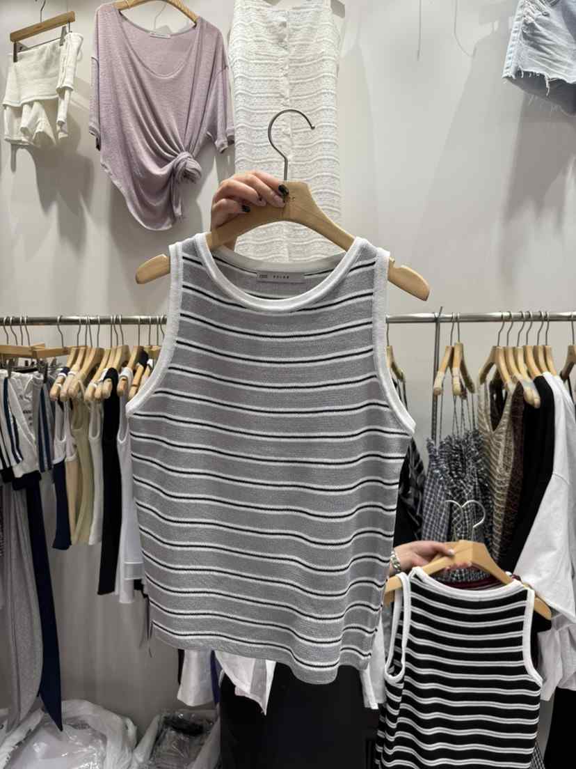 SOLAR韓國代購㊣女裝新品熱賣人氣25春夏休閑真品吊帶背心條紋SOLAR吊帶/背心
