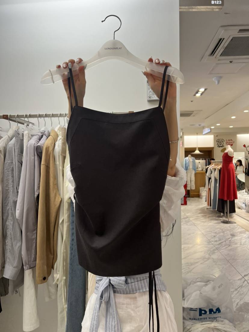 LONDON FLAT韓國直郵㊣女裝新品休閑推薦吊帶背心亞麻緊身LONDON FLAT吊帶/背心