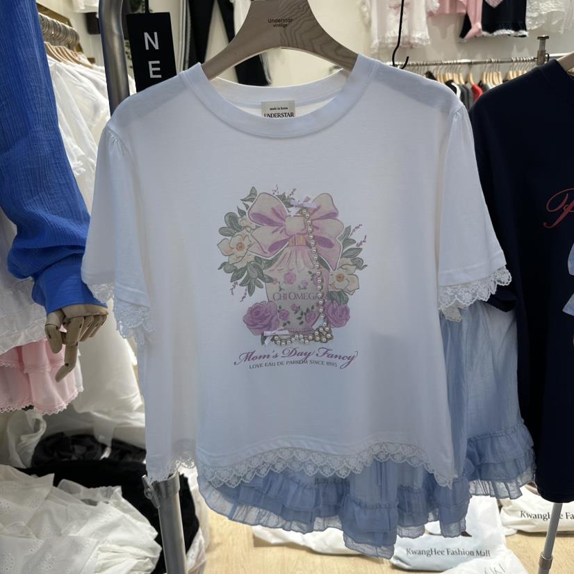 UNDERSTAR_VINTAGE韓國直郵㊣女士新品人氣時尚熱賣T恤蕾絲UNDERSTAR_VINTAGET恤