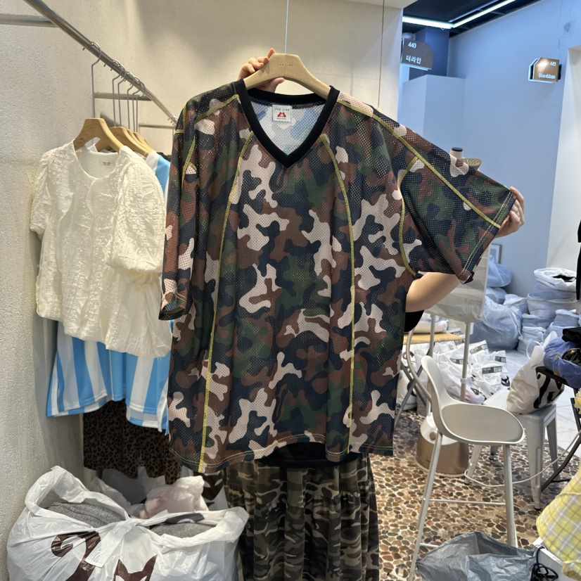 THE LINE-Q東大門㊣直郵女裝新品人氣休閑推薦真品T恤迷彩THE LINE-qT恤