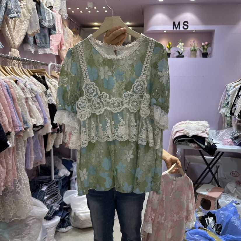 MS韓國直郵㊣女裝新款休閑時尚人氣真品職業25春夏襯衫蕾絲衫MS襯衫/蕾絲衫
