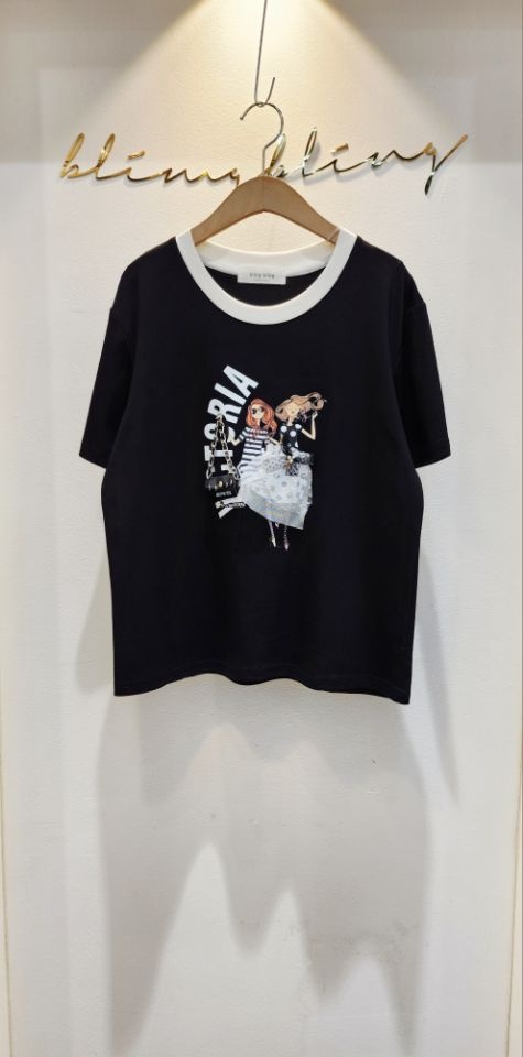 BLING BLING-S韓國直郵㊣女士新品休閑25春夏時尚職業T恤BLING BLING-ST恤