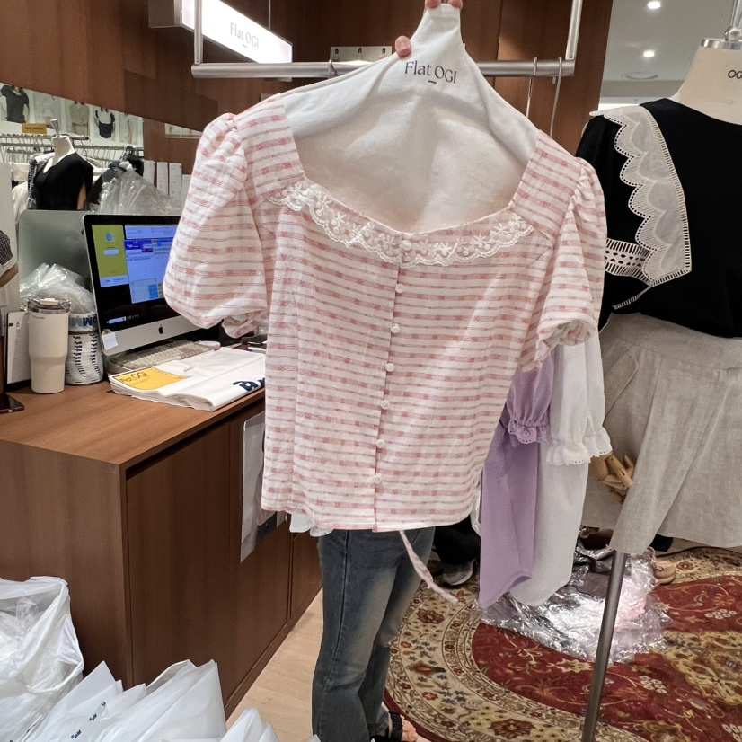 OGI韓國直郵㊣女裝新款推薦25春夏真品熱賣時尚職業襯衫蕾絲衫FLat OGI襯衫/蕾絲衫