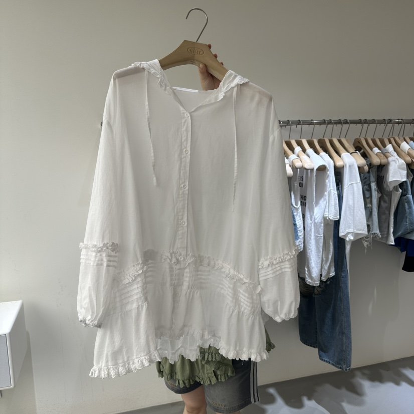 VAULT東大門㊣實拍女裝新品真品職業熱賣推薦襯衫蕾絲衫兜帽VAULT襯衫/蕾絲衫