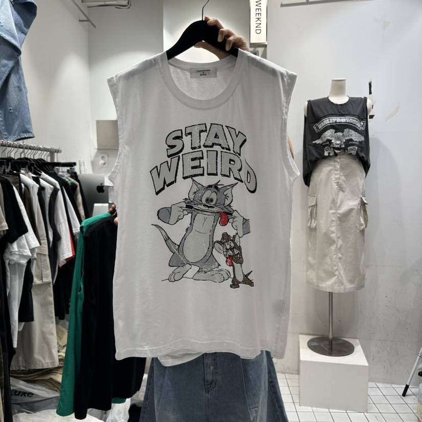 THE WEEKND東大門㊣代購女士新品推薦休閑時尚熱賣吊帶背心THE WEEKND吊帶/背心