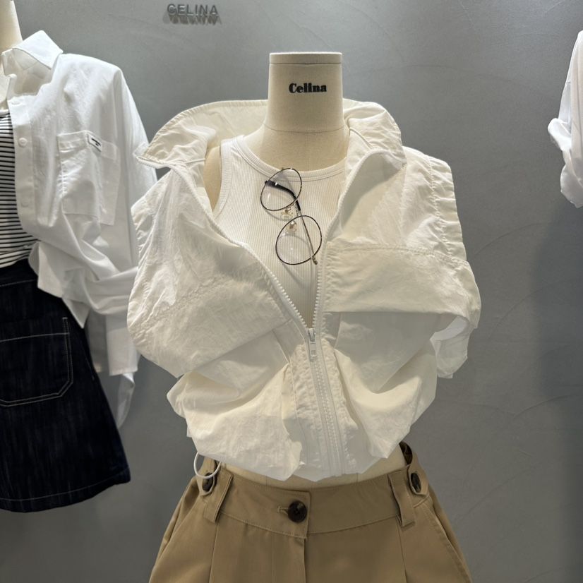 CELINA東大門㊣實拍女裝新品時尚推薦休閑馬甲不含內搭拉鏈CELI_NA馬甲