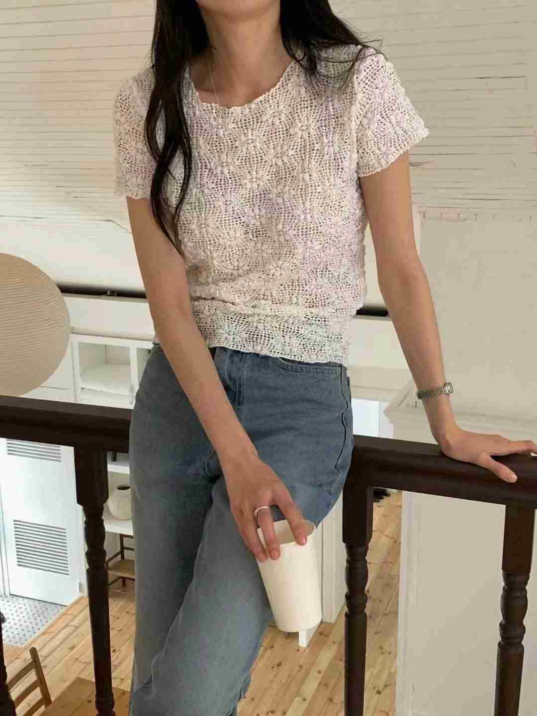 INOUF東大門㊣實拍女士新品休閑熱賣職業真品人氣時尚25春夏T恤INOUF/FLUTTERT恤