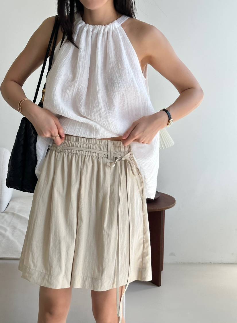LE VASE東大門㊣實拍女裝新品熱賣時尚人氣真品短褲含腰繩LE VASE短褲