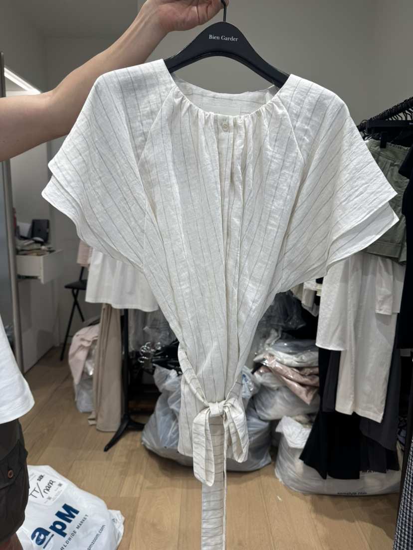 BIEN GARDER東大門㊣直郵女裝新品真品時尚襯衫蕾絲衫含腰帶BIEN GARDER襯衫/蕾絲衫