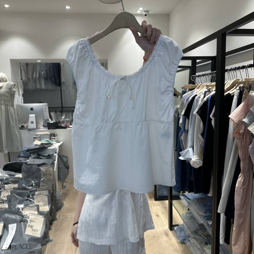 BRUNI/RICOTTA韓國代購㊣女士新品真品推薦職業吊帶背心褶皺BRUNI/RICOTTA吊帶/背心