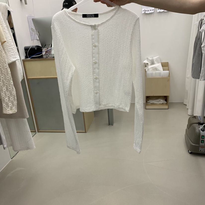 STAINLESS東大門㊣實拍女士新品休閑職業推薦長袖T恤開衫緞面STAINLESS長袖T恤