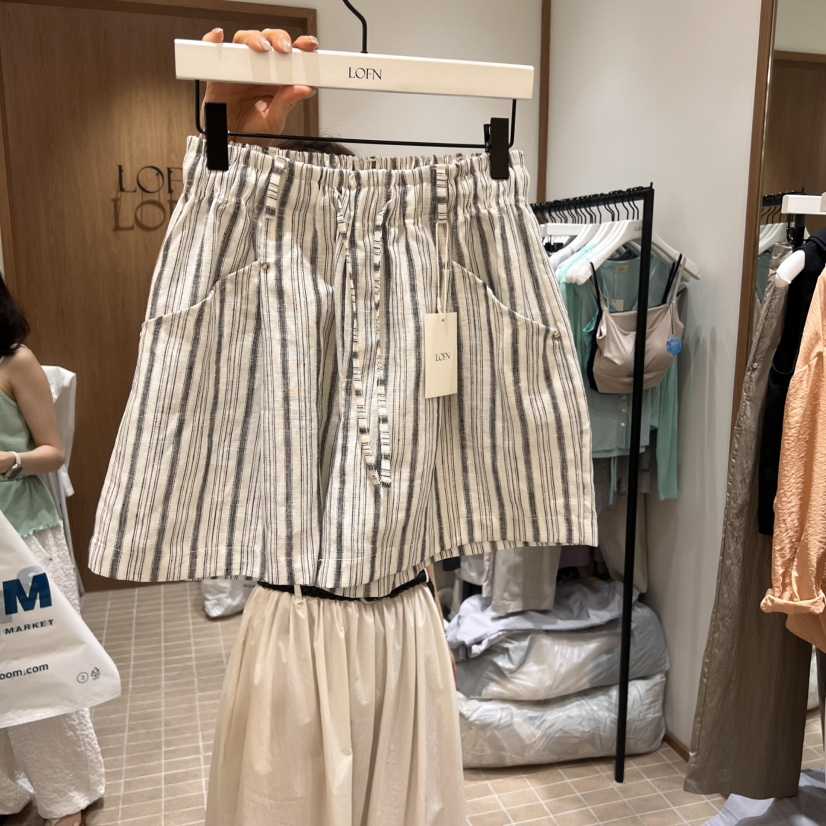 LOFN韓國代購㊣女士新款真品職業推薦時尚休閑25春夏短褲亞麻LOFN短褲