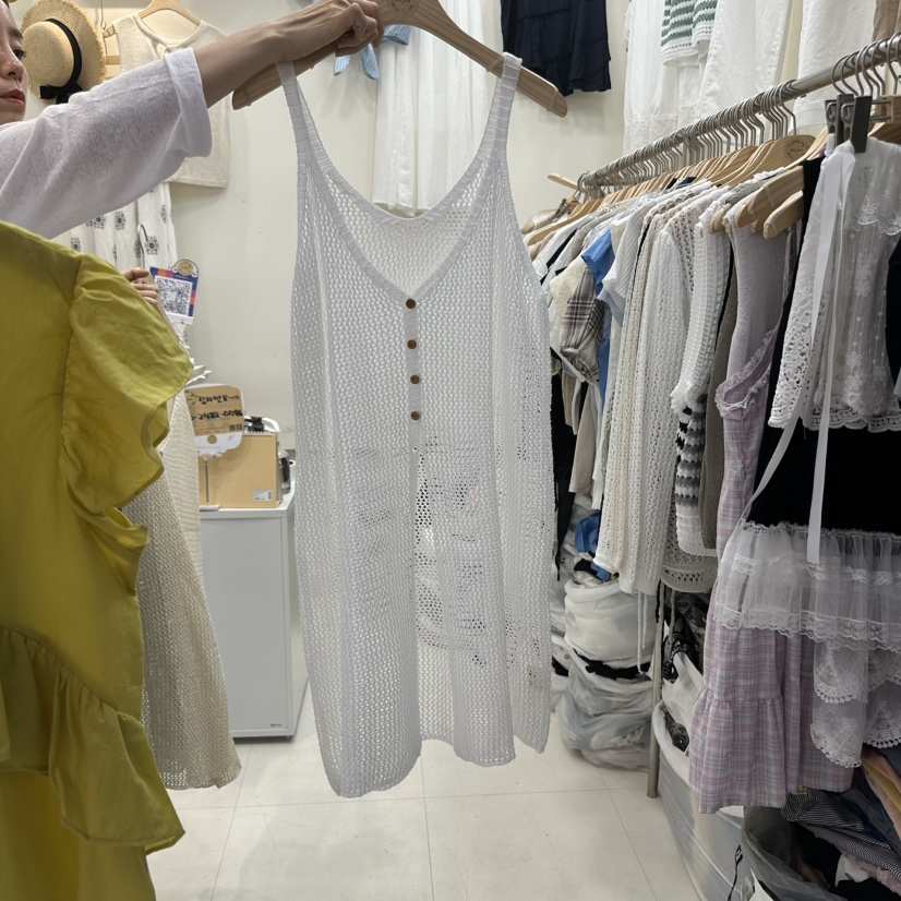 HOJAE韓國直郵㊣女士新品職業真品人氣推薦熱賣時尚連衣裙網眼MID-LEVEL JUMP連衣裙